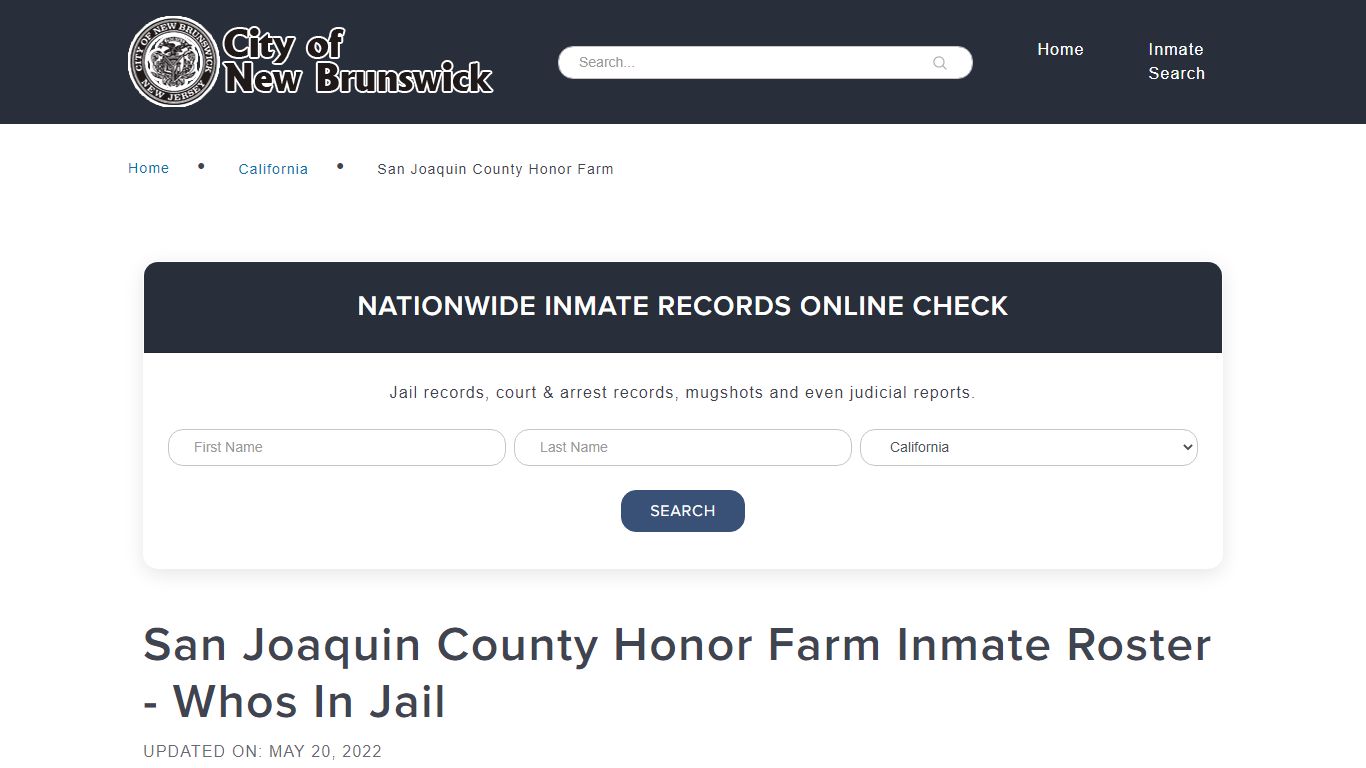 San Joaquin County Honor Farm Inmate Roster - Whos In Jail - New Brunswick